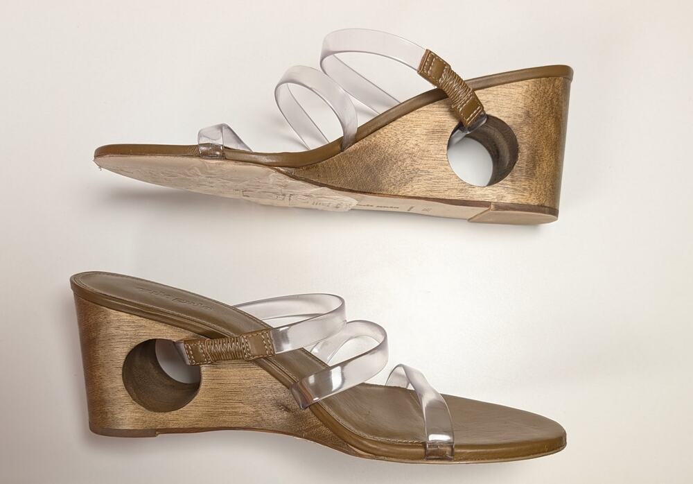 Cult Gaia Merced Vinyl Cutout Wooden Wedge Sandals 39.5